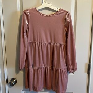 Girl’s Pink Velvett Tiered Dress